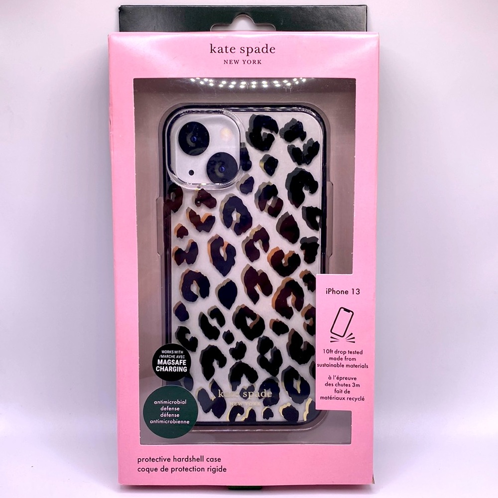 Kate Spade Case For iPhone 13 (6.1” Small Camera), Leopard Black